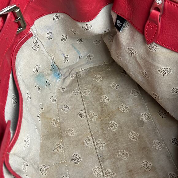 Bayswater Inspired Leather Tote Satchel Red Silver Toned Hardware READ - Picture 12 of 16